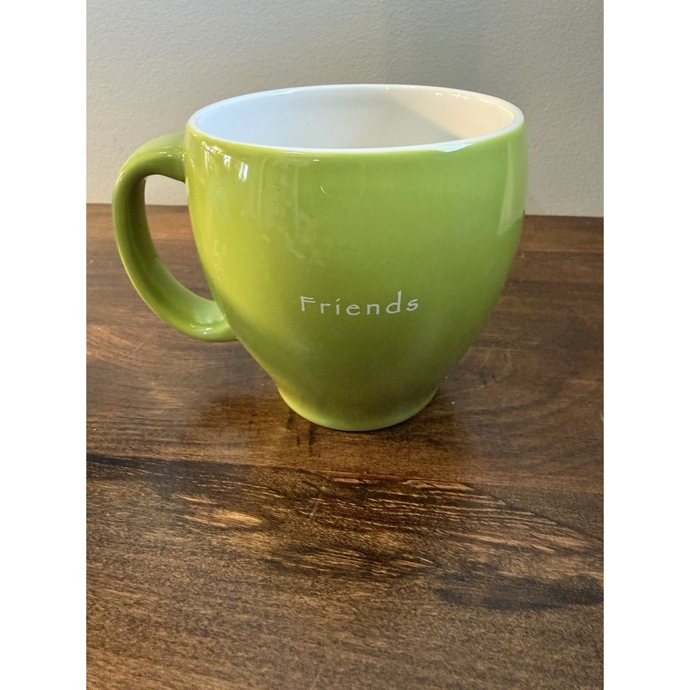 Starbucks Coffee Lime Green "FRIENDS" Mug "TA" in bottom interior 2004 14 Oz.